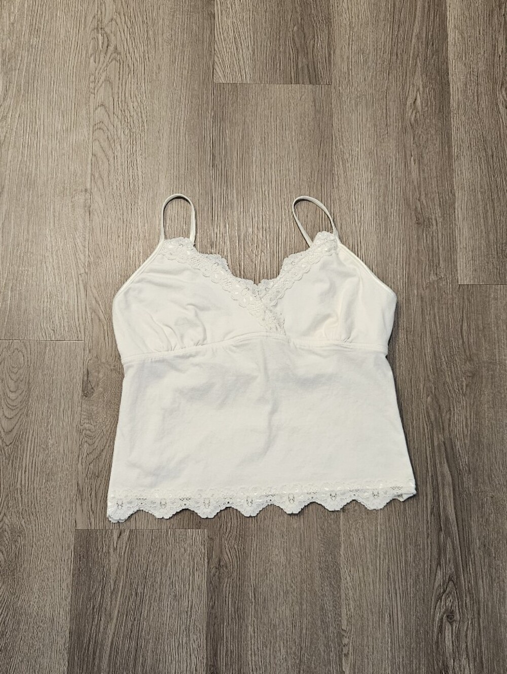 Lace-Trim White Camisole Tank for Sleep & Layering